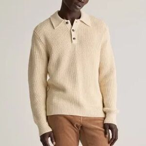 Quince Men’s 100% Organic Cotton Fisherman Polo Sweater size XXL NWT